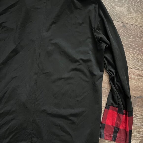 Emery Rose Black Red Plaid Collared Long Sleeve Layered Shirt Top Size XL - Picture 8 of 11